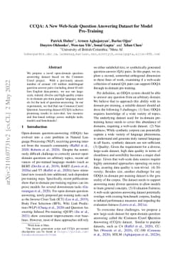 CCQA: A New Web-Scale Question Answering Dataset for Model Pre-Training