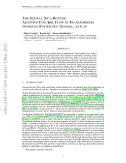 The Neural Data Router: Adaptive Control Flow in Transformers Improves
  Systematic Generalization