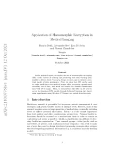 Application of Homomorphic Encryption in Medical Imaging