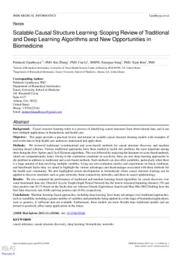 Scalable Causal Structure Learning: Scoping Review of Traditional and
  Deep Learning Algorithms and New Opportunities in Biomedicine