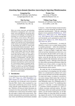 Attacking Open-domain Question Answering by Injecting Misinformation