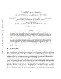 Provable Regret Bounds for Deep Online Learning and Control