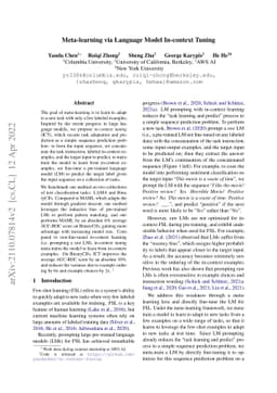 Meta-learning via Language Model In-context Tuning