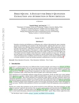 DirectQuote: A Dataset for Direct Quotation Extraction and Attribution
  in News Articles