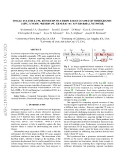 Single volume lung biomechanics from chest computed tomography using a
  mode preserving generative adversarial network