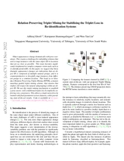 Relation Preserving Triplet Mining for Stabilising the Triplet Loss in
  Re-identification Systems