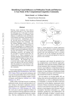 Identifying Causal Influences on Publication Trends and Behavior: A Case
  Study of the Computational Linguistics Community
