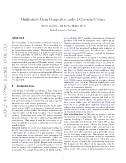 Multivariate Mean Comparison under Differential Privacy