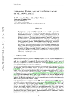 Improving Hyperparameter Optimization by Planning Ahead