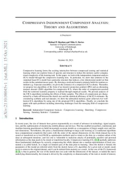 Compressive Independent Component Analysis: Theory and Algorithms