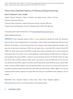 Chaotic Fitness Dependent Optimizer for Planning and Engineering Design