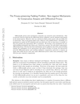 The Privacy-preserving Padding Problem: Non-negative Mechanisms for
  Conservative Answers with Differential Privacy