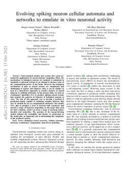 Evolving spiking neuron cellular automata and networks to emulate in
  vitro neuronal activity