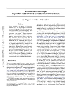 A Framework for Learning to Request Rich and Contextually Useful
  Information from Humans