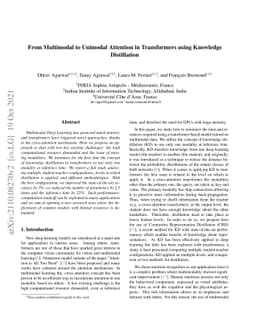 From Multimodal to Unimodal Attention in Transformers using Knowledge
  Distillation