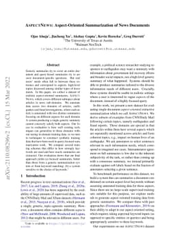 ASPECTNEWS: Aspect-Oriented Summarization of News Documents