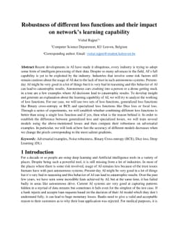 Robustness of different loss functions and their impact on networks
  learning capability