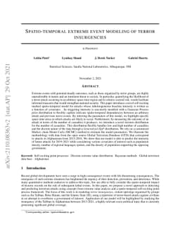 Spatio-temporal extreme event modeling of terror insurgencies