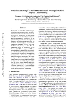 Robustness Challenges in Model Distillation and Pruning for Natural
  Language Understanding
