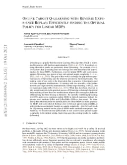 Online Target Q-learning with Reverse Experience Replay: Efficiently
  finding the Optimal Policy for Linear MDPs