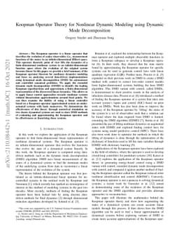 Koopman Operator Theory for Nonlinear Dynamic Modeling using Dynamic
  Mode Decomposition