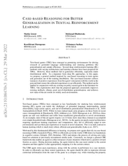 Case-based Reasoning for Better Generalization in Textual Reinforcement
  Learning