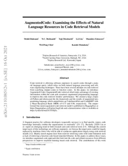 AugmentedCode: Examining the Effects of Natural Language Resources in
  Code Retrieval Models