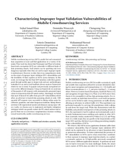 Characterizing Improper Input Validation Vulnerabilities of Mobile
  Crowdsourcing Services