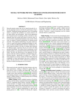 Neural Network Pruning Through Constrained Reinforcement Learning