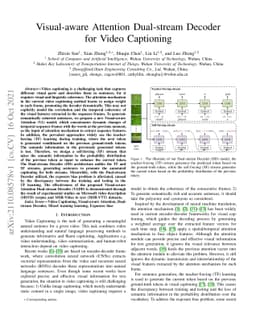 Visual-aware Attention Dual-stream Decoder for Video Captioning