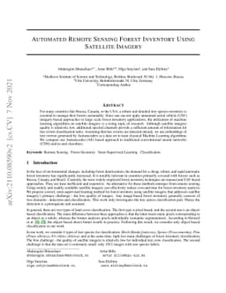 Automated Remote Sensing Forest Inventory Using Satellite Imagery