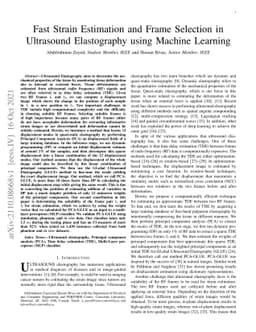 Fast Strain Estimation and Frame Selection in Ultrasound Elastography
  using Machine Learning