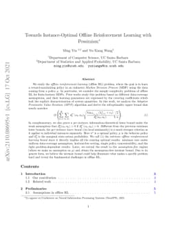 Towards Instance-Optimal Offline Reinforcement Learning with Pessimism