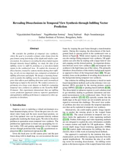 Revealing Disocclusions in Temporal View Synthesis through Infilling
  Vector Prediction