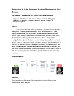Rheumatoid Arthritis: Automated Scoring of Radiographic Joint Damage