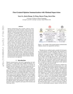 Fine-Grained Opinion Summarization with Minimal Supervision