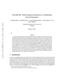 Provable RL with Exogenous Distractors via Multistep Inverse Dynamics