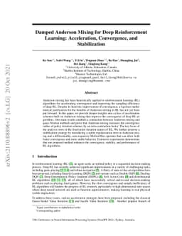 Damped Anderson Mixing for Deep Reinforcement Learning: Acceleration,
  Convergence, and Stabilization