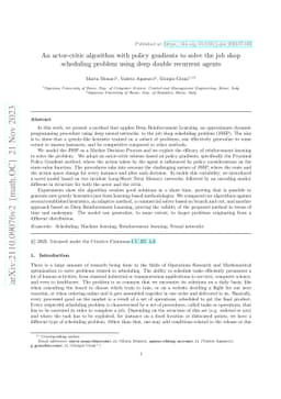 An actor-critic algorithm with policy gradients to solve the job shop
  scheduling problem using deep double recurrent agents
