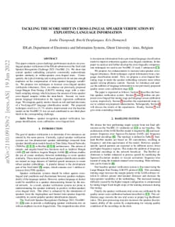 Tackling the Score Shift in Cross-Lingual Speaker Verification by
  Exploiting Language Information