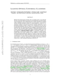 Learning Optimal Conformal Classifiers