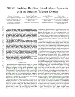 SPON: Enabling Resilient Inter-Ledgers Payments with an
  Intrusion-Tolerant Overlay
