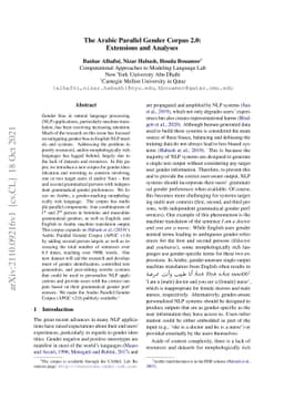 The Arabic Parallel Gender Corpus 2.0: Extensions and Analyses