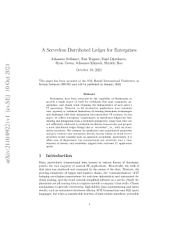 A Serverless Distributed Ledger for Enterprises