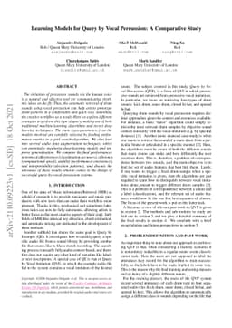 Learning Models for Query by Vocal Percussion: A Comparative Study