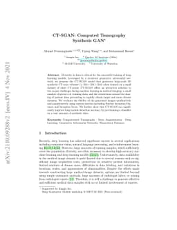 CT-SGAN: Computed Tomography Synthesis GAN