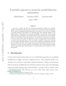 A portfolio approach to massively parallel Bayesian optimization
