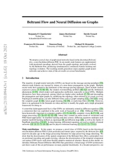 Beltrami Flow and Neural Diffusion on Graphs