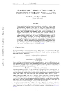 NormFormer: Improved Transformer Pretraining with Extra Normalization
