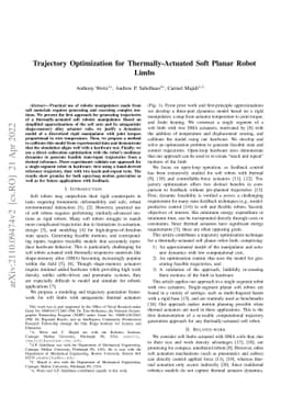 Trajectory Optimization for Thermally-Actuated Soft Planar Robot Limbs